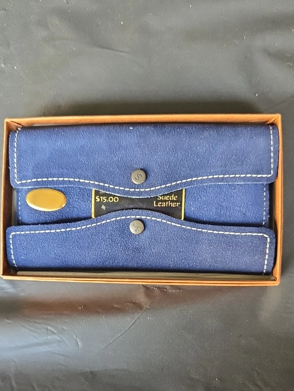 Vintage NWT Blue Suede Leather Wallet - Classic Bifold